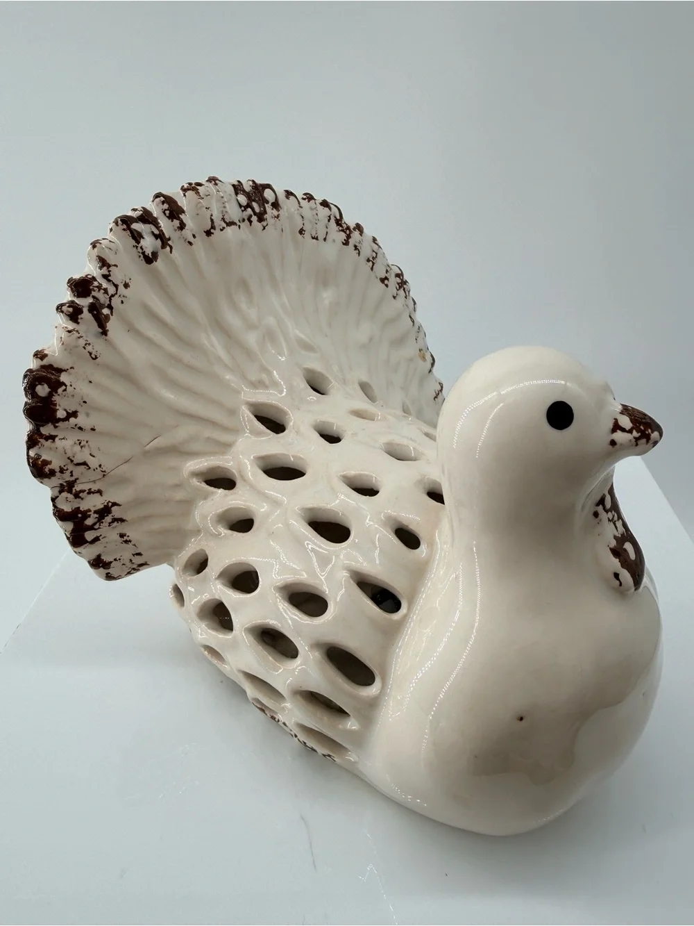 Mud Pie Cream and Brown Glazed Turkey Figurine